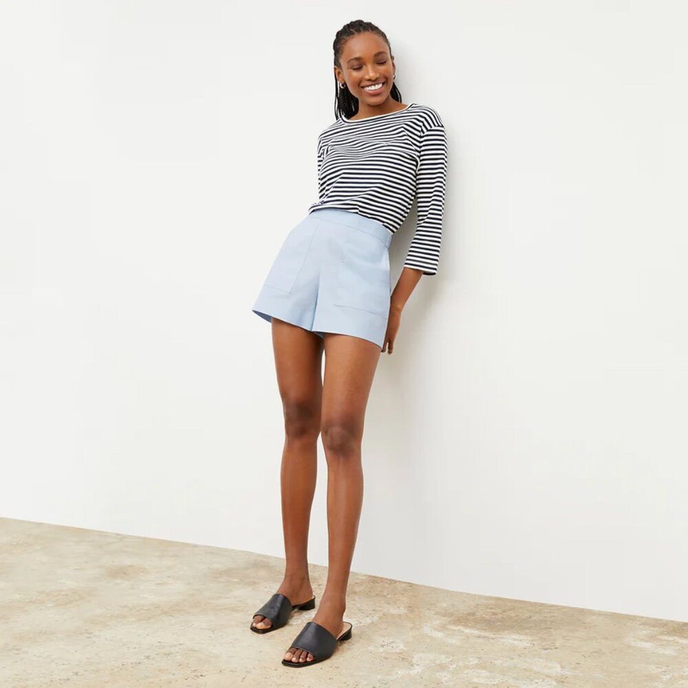 MM Lafleur The Sasha Short in Poplin Breeze Blue size 10